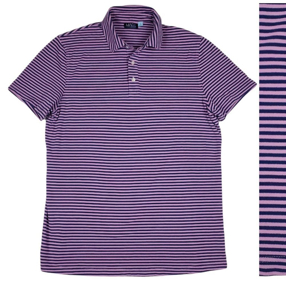 MADE by Cam Newton Men's Size Large Striped Polo Shirt Short Sleeve‎ Slim Fit